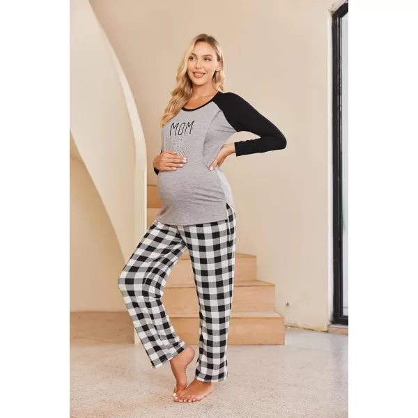 Ekouaer Womens Maternity Nursing Pajama Set Long Sleeves Breastfeeding Sleepwear Comfy Hospital Pregnancy Pjs SetBlack