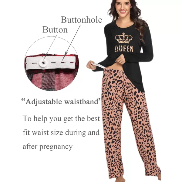 Ekouaer Womens Maternity Nursing Pajama Set Long Sleeves Breastfeeding Sleepwear Comfy Hospital Pregnancy Pjs SetBlack Leopard