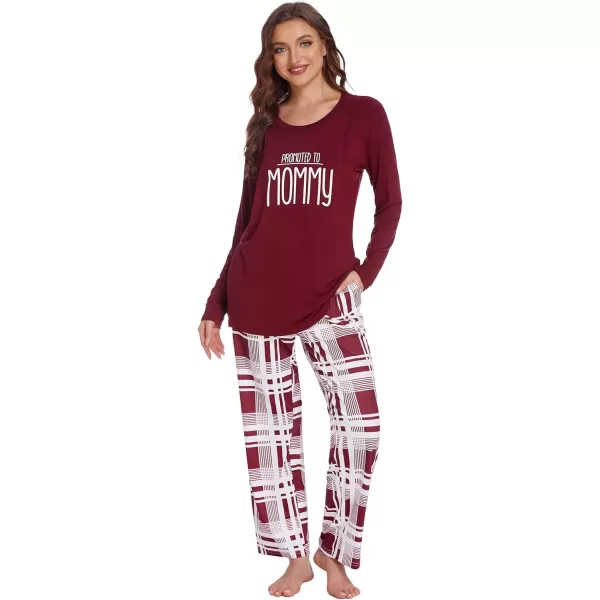 Ekouaer Womens Maternity Nursing Pajama Set Long Sleeves Breastfeeding Sleepwear Comfy Hospital Pregnancy Pjs SetDark Red