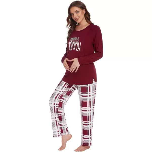 Ekouaer Womens Maternity Nursing Pajama Set Long Sleeves Breastfeeding Sleepwear Comfy Hospital Pregnancy Pjs SetDark Red