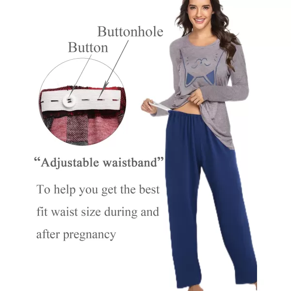 Ekouaer Womens Maternity Nursing Pajama Set Long Sleeves Breastfeeding Sleepwear Comfy Hospital Pregnancy Pjs SetGrey Cat
