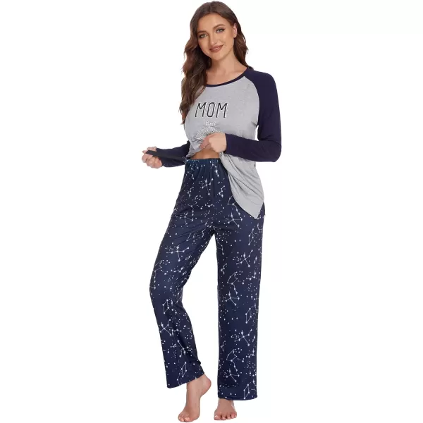 Ekouaer Womens Maternity Nursing Pajama Set Long Sleeves Breastfeeding Sleepwear Comfy Hospital Pregnancy Pjs SetNavy Star