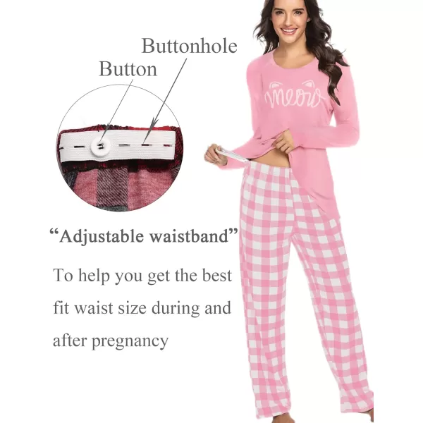 Ekouaer Womens Maternity Nursing Pajama Set Long Sleeves Breastfeeding Sleepwear Comfy Hospital Pregnancy Pjs SetPink Plaid