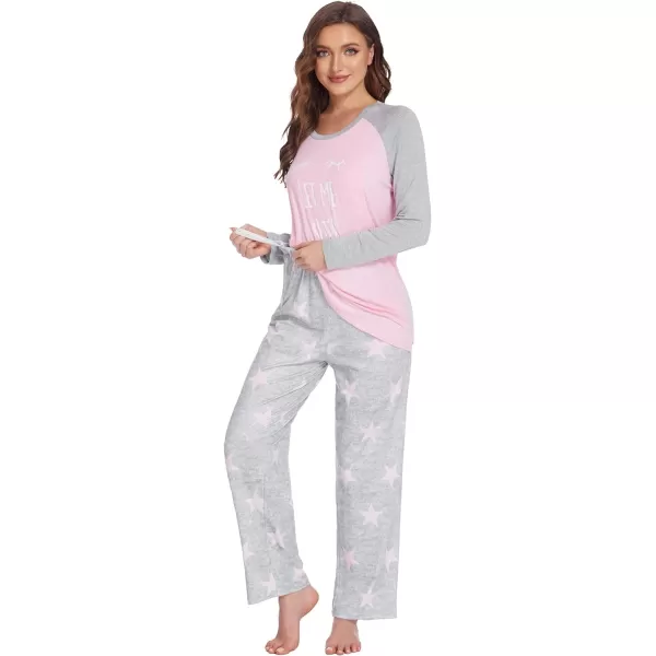 Ekouaer Womens Maternity Nursing Pajama Set Long Sleeves Breastfeeding Sleepwear Comfy Hospital Pregnancy Pjs SetPink Star