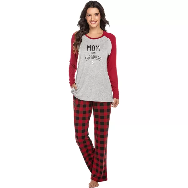 Ekouaer Womens Maternity Nursing Pajama Set Long Sleeves Breastfeeding Sleepwear Comfy Hospital Pregnancy Pjs SetRed Plaid