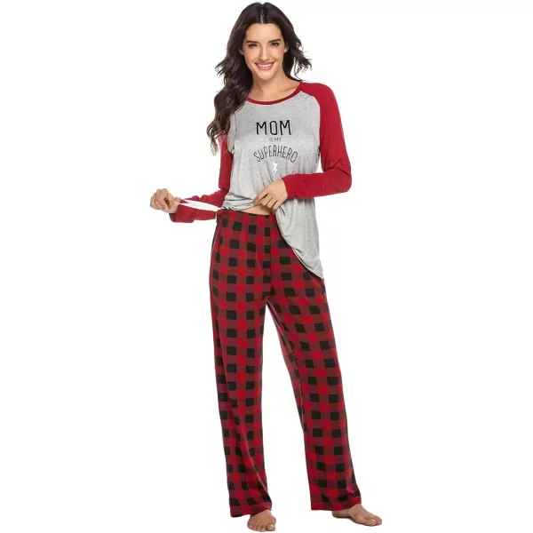 Ekouaer Womens Maternity Nursing Pajama Set Long Sleeves Breastfeeding Sleepwear Comfy Hospital Pregnancy Pjs SetRed Plaid