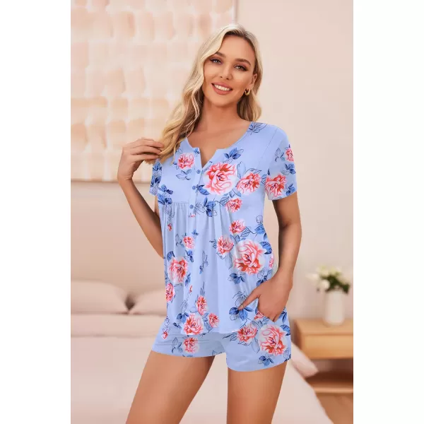 Ekouaer Womens Maternity Nursing Pajama Sets Short Sleeve Pregnancy Pj Set Breastfeeding Sleepwear Set for Hospital SXXLAblue Floral