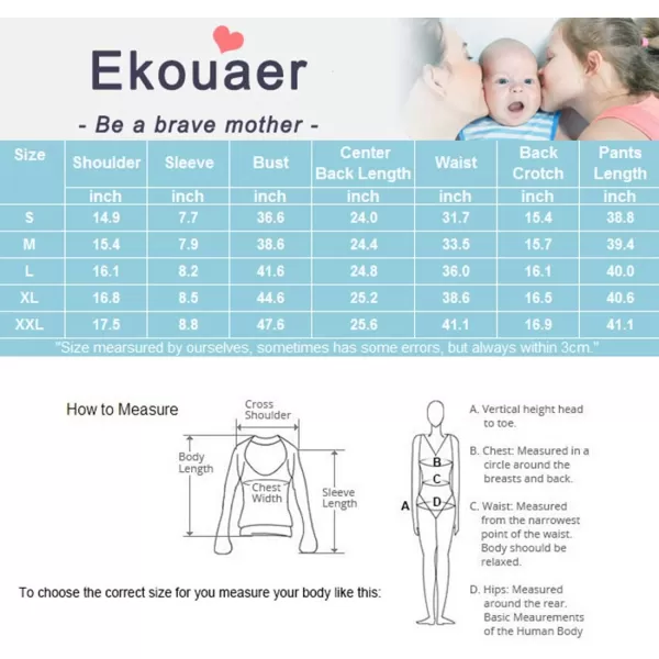 Ekouaer Womens Maternity Nursing Pajamas Sets Breastfeeding Printed Sleepwear Short Sleeve 2 Pcs Henley Top and Pants SetSolid Black