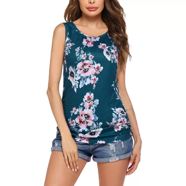 Ekouaer Womens Maternity Nursing Top Breastfeeding Tank Top Tee Shirt Double Layer Sleeveless Pregnancy Shirt1pcs Floral Green