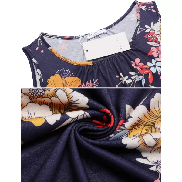 Ekouaer Womens Maternity Nursing Top Breastfeeding Tank Top Tee Shirt Double Layer Sleeveless Pregnancy Shirt1pcs Floral Navy Blue