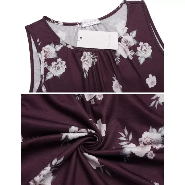 Ekouaer Womens Maternity Nursing Top Breastfeeding Tank Top Tee Shirt Double Layer Sleeveless Pregnancy Shirt1pcs Floral Wine Red