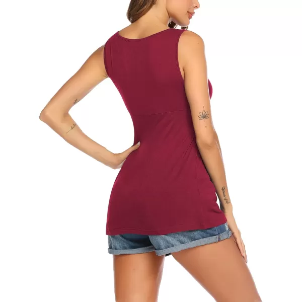 Ekouaer Womens Maternity Nursing Top for Pregnancy and Postpartum Easy Breastfeeding Tank Tee ShirtsWine Red