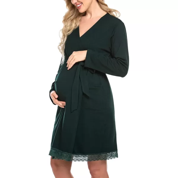 Ekouaer Womens Maternity Robes 3 in 1 Labor and Delivery Gown Soft Nursing Bathrobe Pregnancy Breastfeeding SleepwearA04drak Green