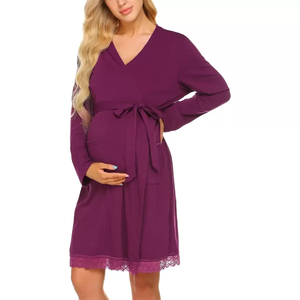 Ekouaer Womens Maternity Robes 3 in 1 Labor and Delivery Gown Soft Nursing Bathrobe Pregnancy Breastfeeding SleepwearA07purple