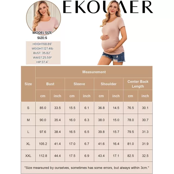 Ekouaer Womens Maternity Shirts 3 Packs Side Ruched Pregnancy Tee Top Tunic Blouse Casual Mama Clothes SXXL3pcs Black  Army Green  Dirty Pink