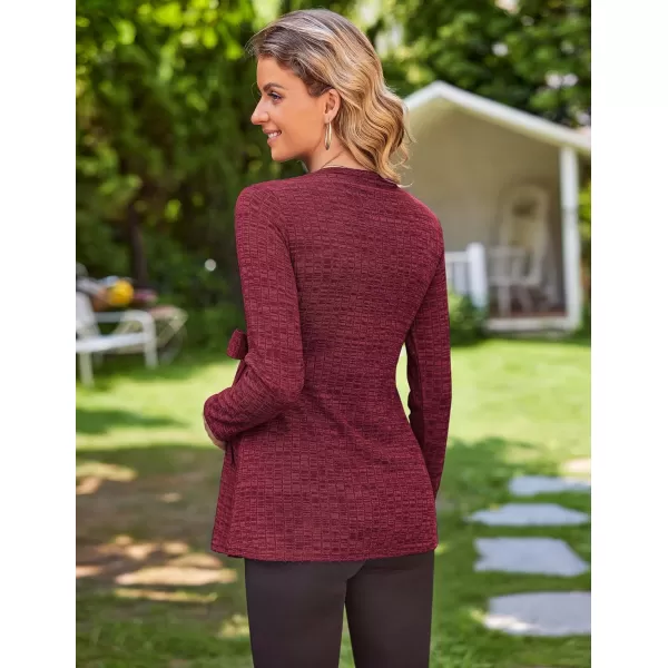 Ekouaer Womens Maternity Shirts Long Sleeve Pregnancy Tops Casual Ribbed Knit Pregnant Blouses SXXLWine Red