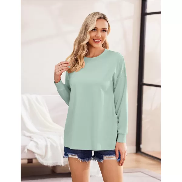 Ekouaer Womens Maternity Shirts Long Sleeve Split Side Pregnancy Tee Top Tunic Blouse Casual Mama ClothesMintgreen