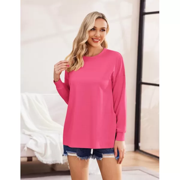 Ekouaer Womens Maternity Shirts Long Sleeve Split Side Pregnancy Tee Top Tunic Blouse Casual Mama ClothesRose Red