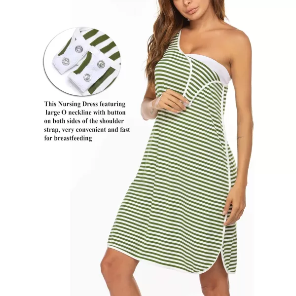 Ekouaer Womens Maternity Sleeveless Dress Striped Nightgown Pregnancy Gown for BreastfeedingStripe10