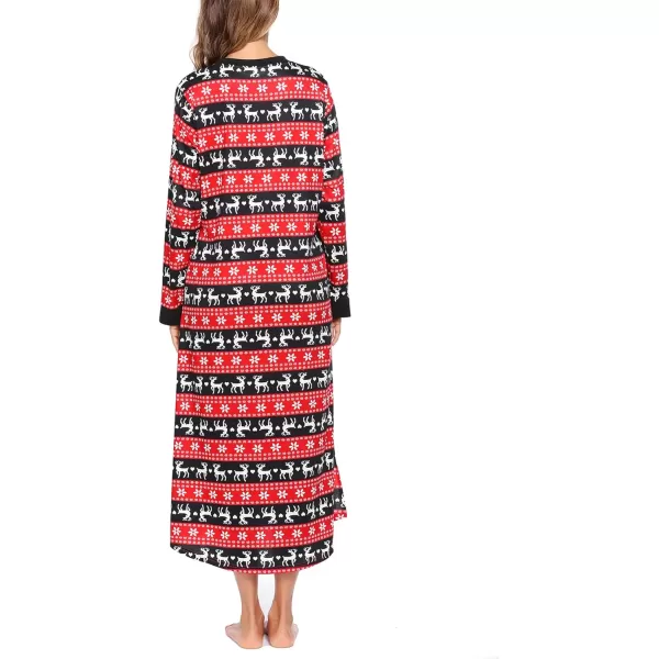 Ekouaer Womens Nightgown Long Loungewear V Neck Nightshirt Sleepwear Full Length Sleepshirt with PocketsAchristmas
