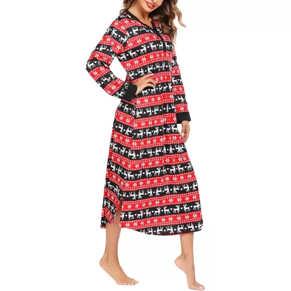 Ekouaer Womens Nightgown Long Loungewear V Neck Nightshirt Sleepwear Full Length Sleepshirt with PocketsAchristmas