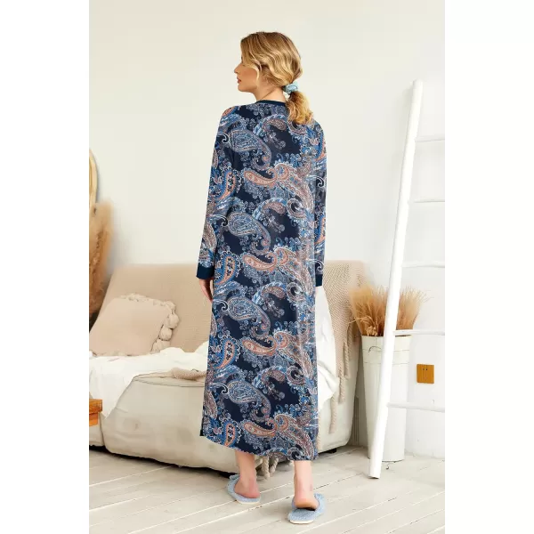 Ekouaer Womens Nightgown Long Loungewear V Neck Nightshirt Sleepwear Full Length Sleepshirt with PocketsApat11