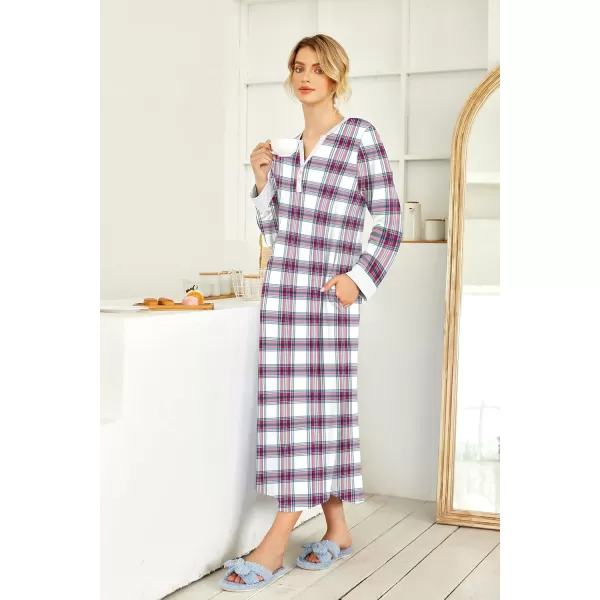 Ekouaer Womens Nightgown Long Loungewear V Neck Nightshirt Sleepwear Full Length Sleepshirt with PocketsApat17