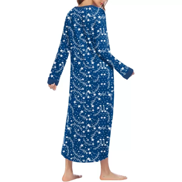 Ekouaer Womens Nightgown Long Loungewear V Neck Nightshirt Sleepwear Full Length Sleepshirt with PocketsApat8