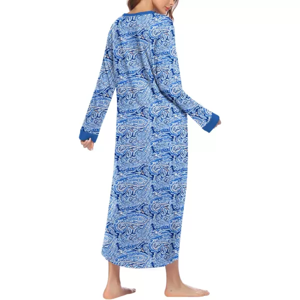 Ekouaer Womens Nightgown Long Loungewear V Neck Nightshirt Sleepwear Full Length Sleepshirt with PocketsApat9
