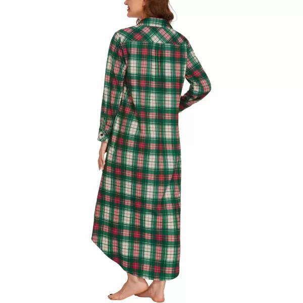 Ekouaer Womens Nightgown Long Sleeve Nightshirt Full Length Loungewear Plaid Sleepwear With PocketsLong Sleevewhite Plaid