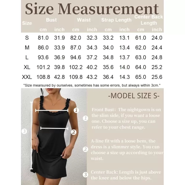 Ekouaer Womens Nightgown Pj Dress for Women Sleeveless U Neck Soft Chemise Sleepwear Cute SXXLBlack