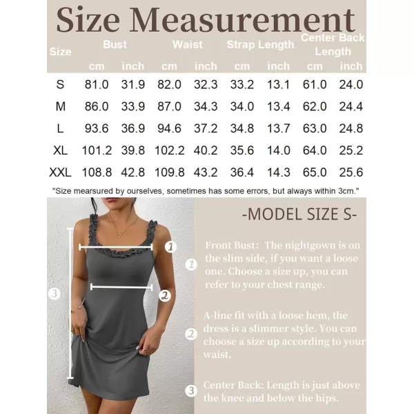 Ekouaer Womens Nightgown Pj Dress for Women Sleeveless U Neck Soft Chemise Sleepwear Cute SXXLDark Grey