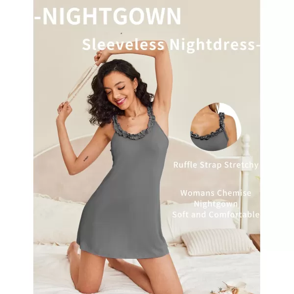 Ekouaer Womens Nightgown Pj Dress for Women Sleeveless U Neck Soft Chemise Sleepwear Cute SXXLDark Grey