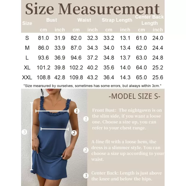 Ekouaer Womens Nightgown Pj Dress for Women Sleeveless U Neck Soft Chemise Sleepwear Cute SXXLNavy Blue