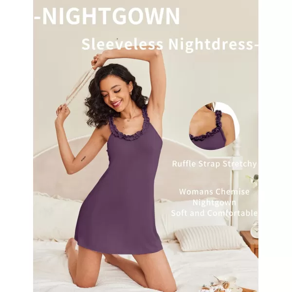 Ekouaer Womens Nightgown Pj Dress for Women Sleeveless U Neck Soft Chemise Sleepwear Cute SXXLPurple