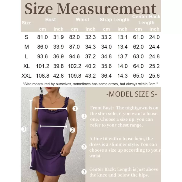 Ekouaer Womens Nightgown Pj Dress for Women Sleeveless U Neck Soft Chemise Sleepwear Cute SXXLPurple