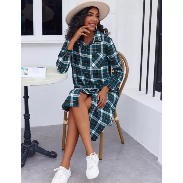 Ekouaer Womens Nightgown Plaid Flannel Warm Cotton Christmas Nightgown Sleep Shirt ButtonFront Nightshirt SleepwearBlue 23