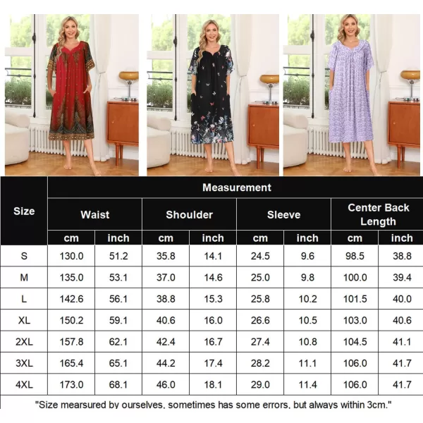 Ekouaer Womens Nightgown Short Sleeve House Dress with PocketsFloral Print Mumu Dress SXXXLGarden Purple