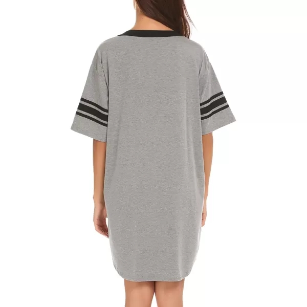 Ekouaer Womens Nightgown Short Sleeve SleepshirtASolid color Agrey