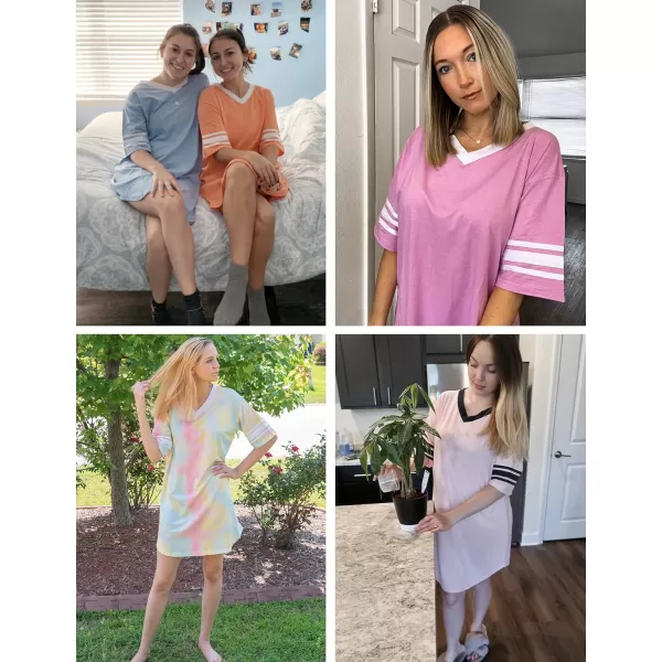 Ekouaer Womens Nightgown Short Sleeve SleepshirtASolid color Alilac