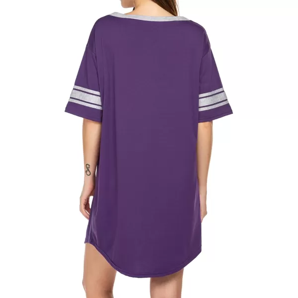 Ekouaer Womens Nightgown Short Sleeve SleepshirtASolid color Apurple