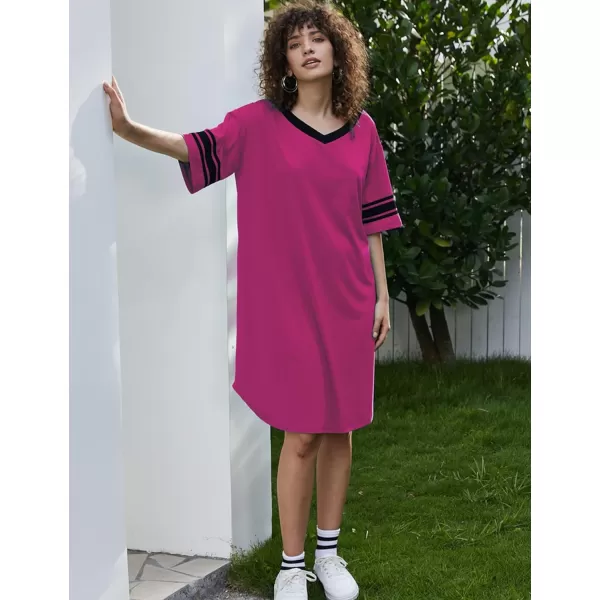 Ekouaer Womens Nightgown Short Sleeve SleepshirtASolid color Arose Red