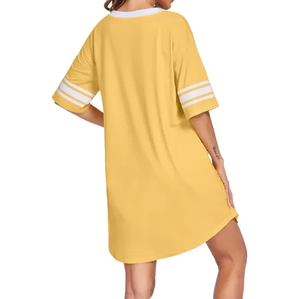 Ekouaer Womens Nightgown Short Sleeve SleepshirtASolid color Ayellow