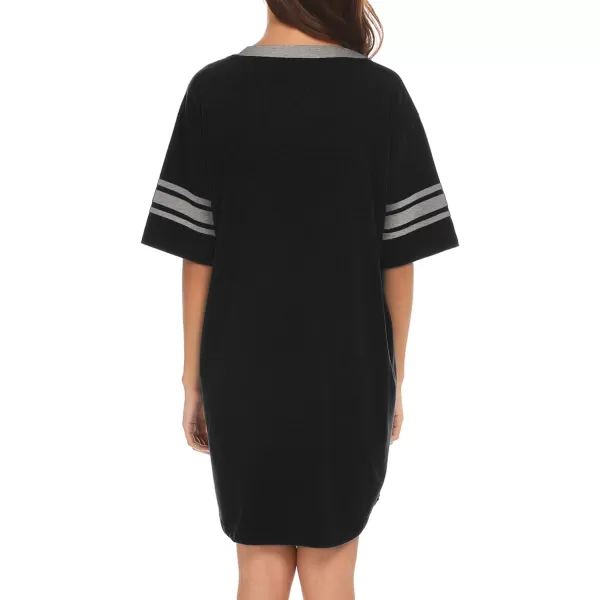 Ekouaer Womens Nightgown Short Sleeve SleepshirtAablack