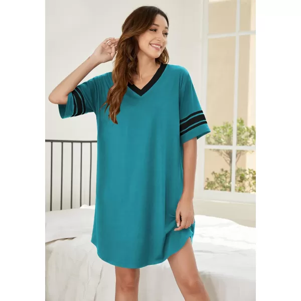 Ekouaer Womens Nightgown Short Sleeve SleepshirtAcyan Blue