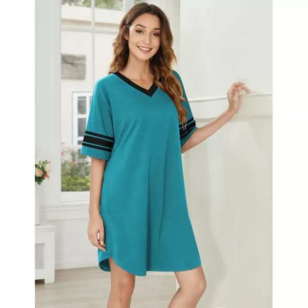 Ekouaer Womens Nightgown Short Sleeve SleepshirtAcyan Blue