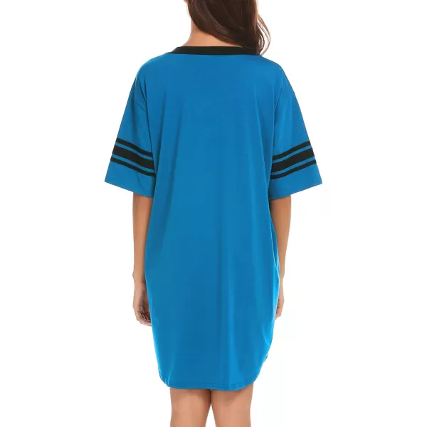 Ekouaer Womens Nightgown Short Sleeve SleepshirtAlight Blue