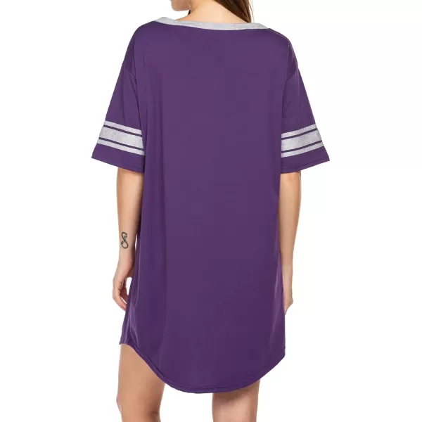 Ekouaer Womens Nightgown Short Sleeve SleepshirtApurple