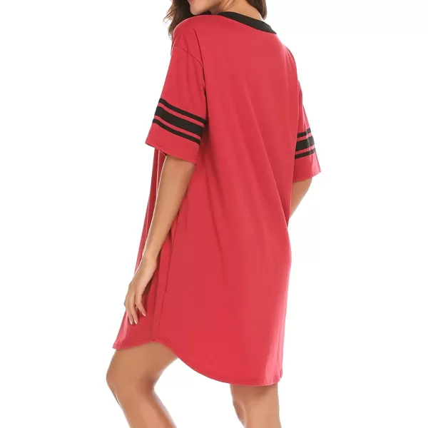 Ekouaer Womens Nightgown Short Sleeve SleepshirtAred