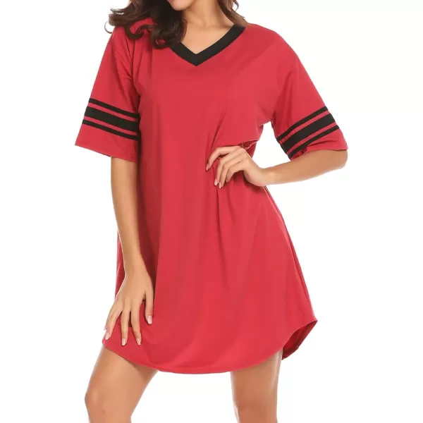 Ekouaer Womens Nightgown Short Sleeve SleepshirtAred